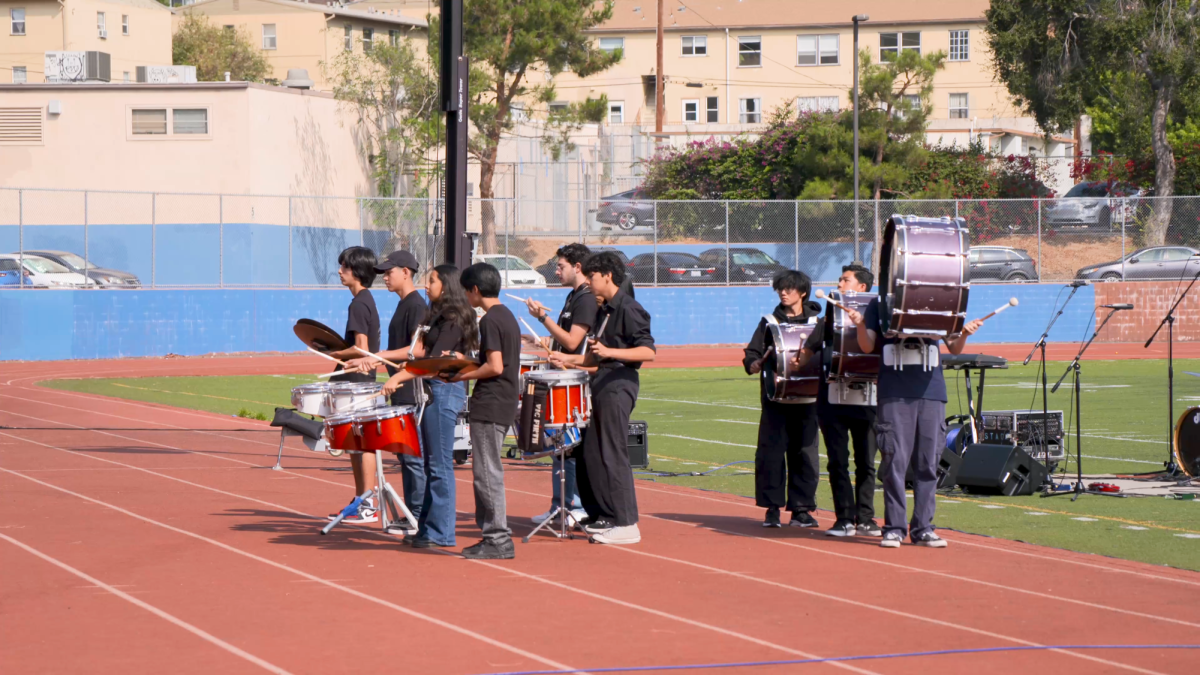 Drumline preforming during Pep Rally