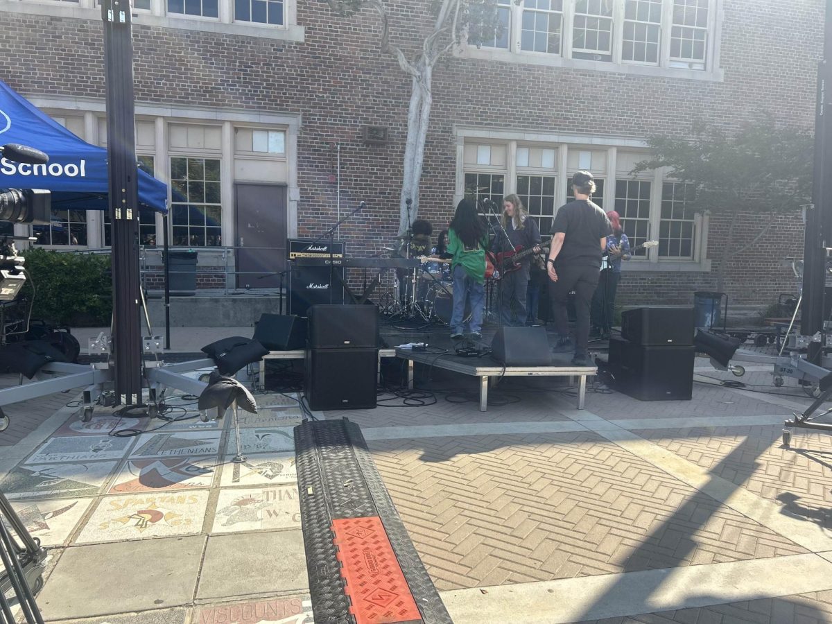 Marshall Stage Crew Setting Up for Battle of the Bands