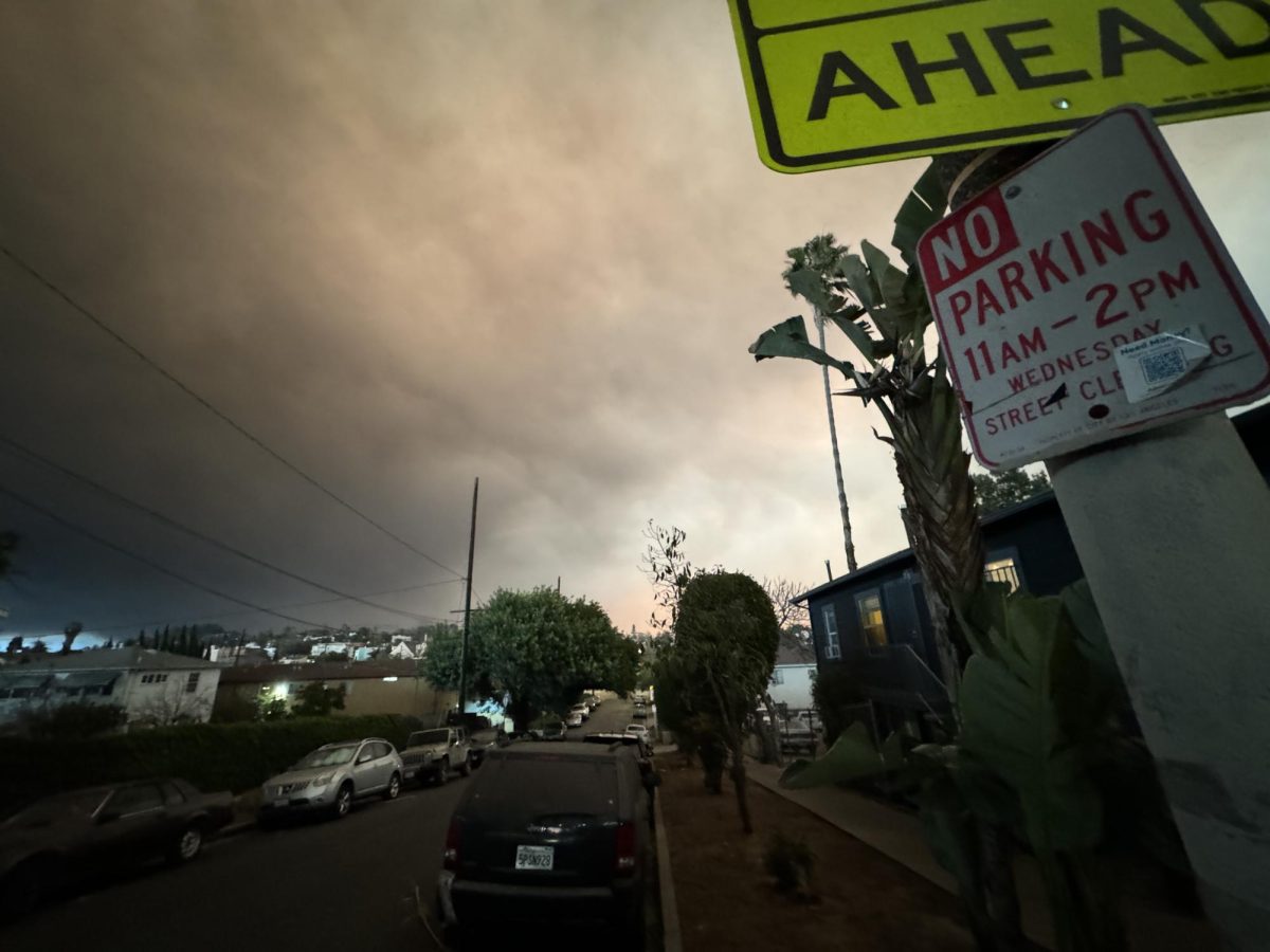 Smoke covers the sky throughout Los Angeles.
Location: West Coast University, 590 N Vermont Ave, Los Angeles, CA 90004
Date:  January 8, 2025
Time: 7:05 am