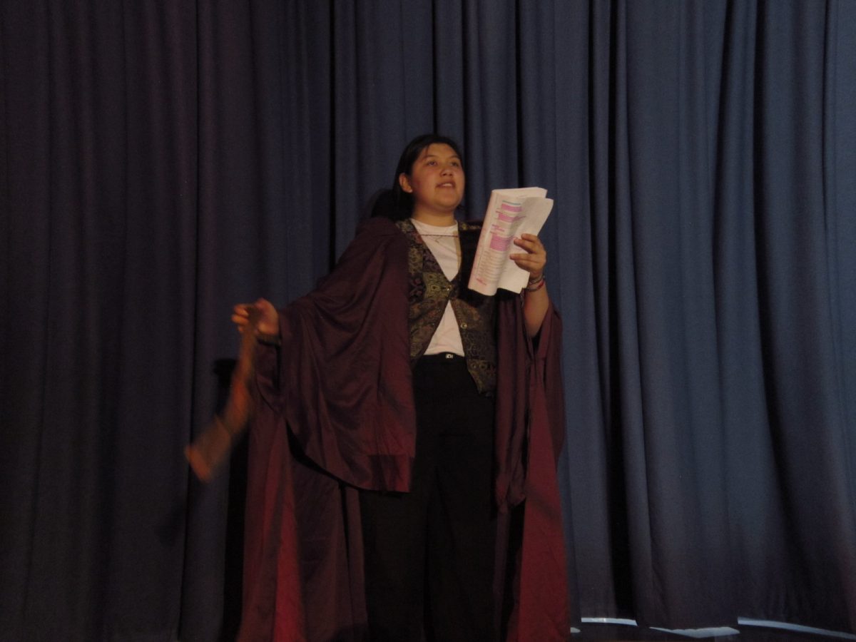 Prospero (played Brianna Lopez Rodriguez) making a speech.