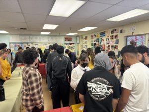 Students participating in the smoothie solidarity in Mrs. Kassam-Clay's class.